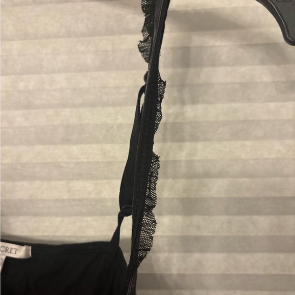 Victoria's Secret Black Camisole with Button Detail and lace straps- medium - Picture 4 of 5